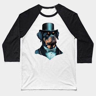 Rottweiler Funny Top Hat Baseball T-Shirt